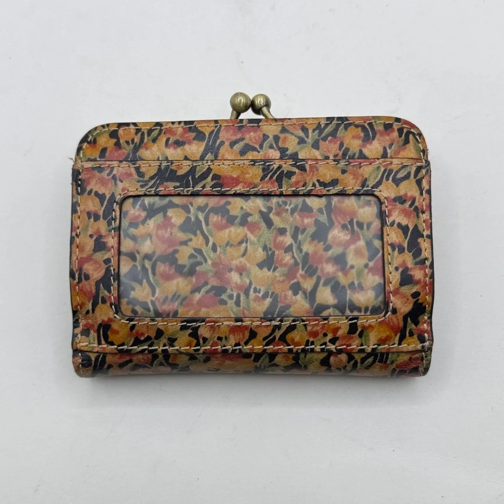 Patricia Nash Iberia Wallet ID Card Holder Kiss Lock Floral Yellow Black Leather - Picture 2 of 16